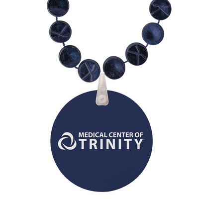 Hockey Puck Shaped Mardi Gras Beads with an Imprint on a Hanging Disk
